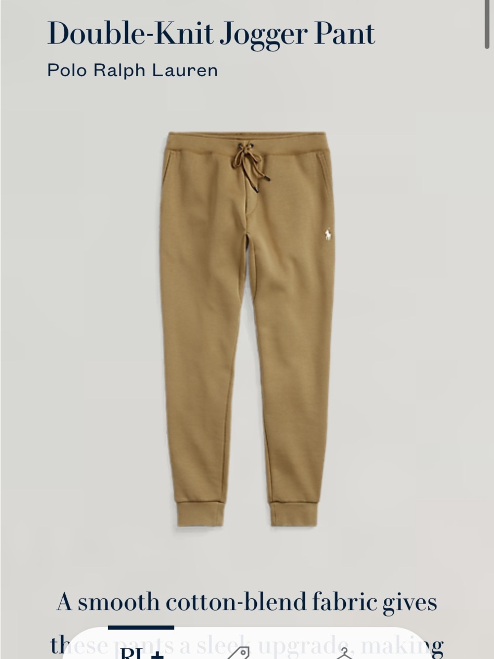 Polo by Ralph Lauren Double-Knit Jogger Pant — Khaki Mens MED